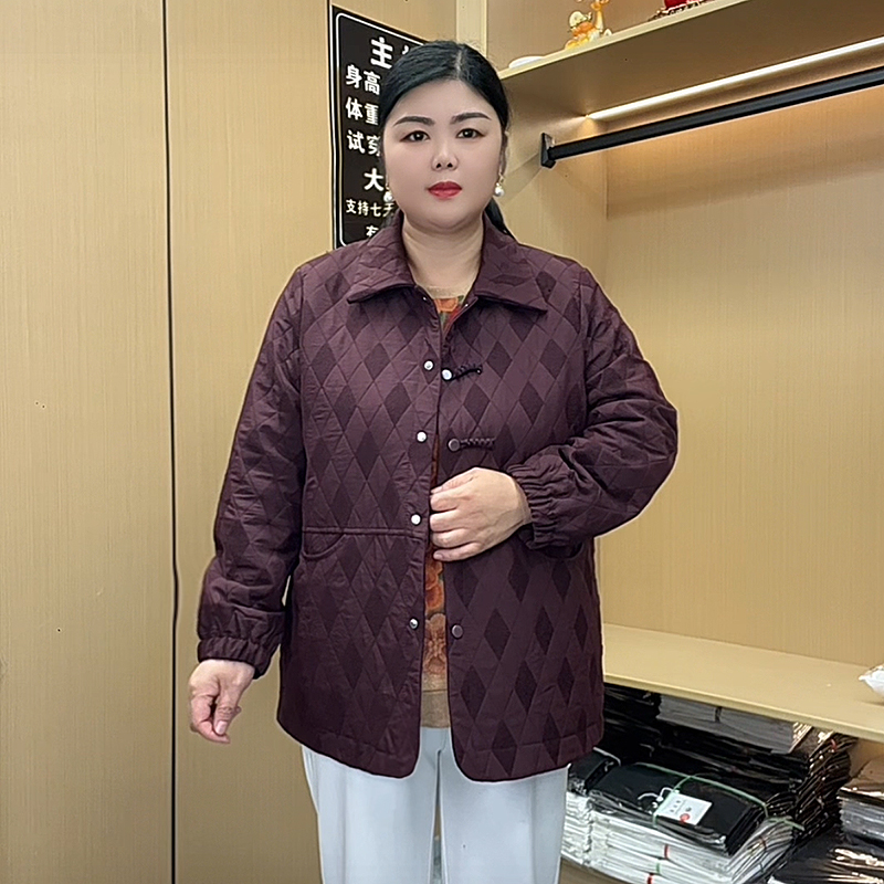 中年妈妈洋气春秋季长袖衬衣240斤加大码遮肚T恤宽松外套