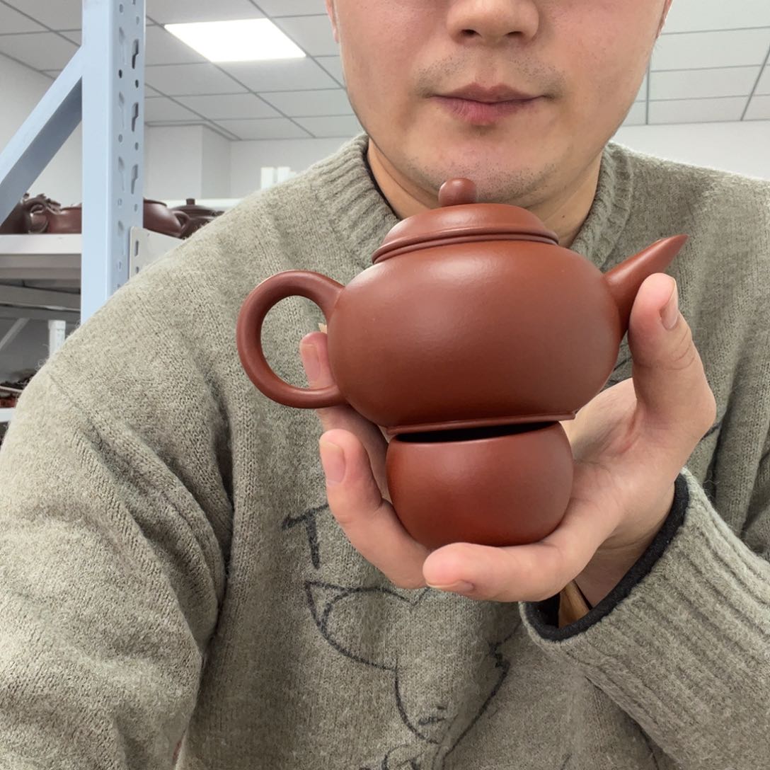 紫砂茶壶沫**拍朱泥水平➕1小口杯