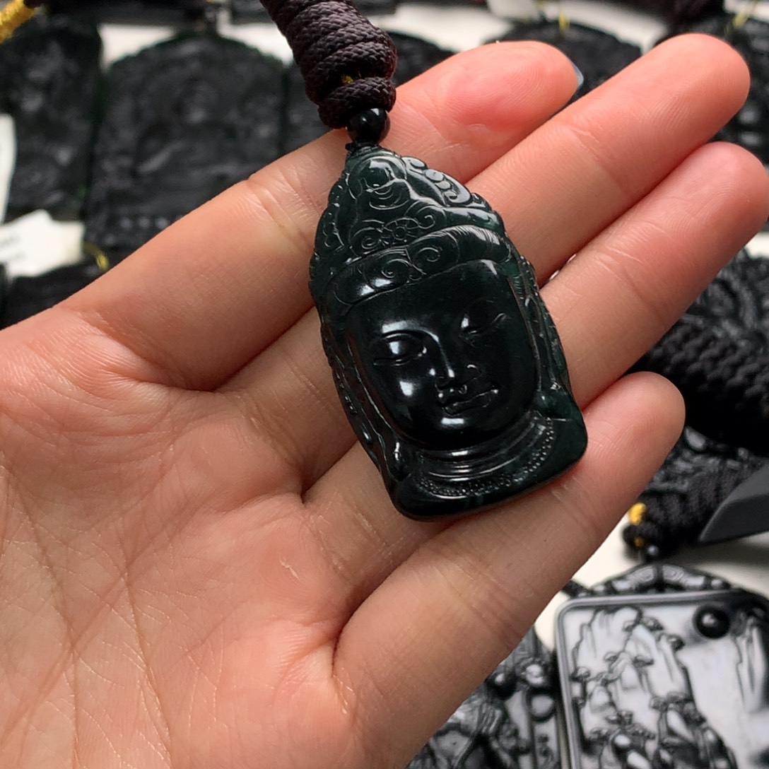 翡翠未镶嵌颈饰天然a货钢琴黑挂件