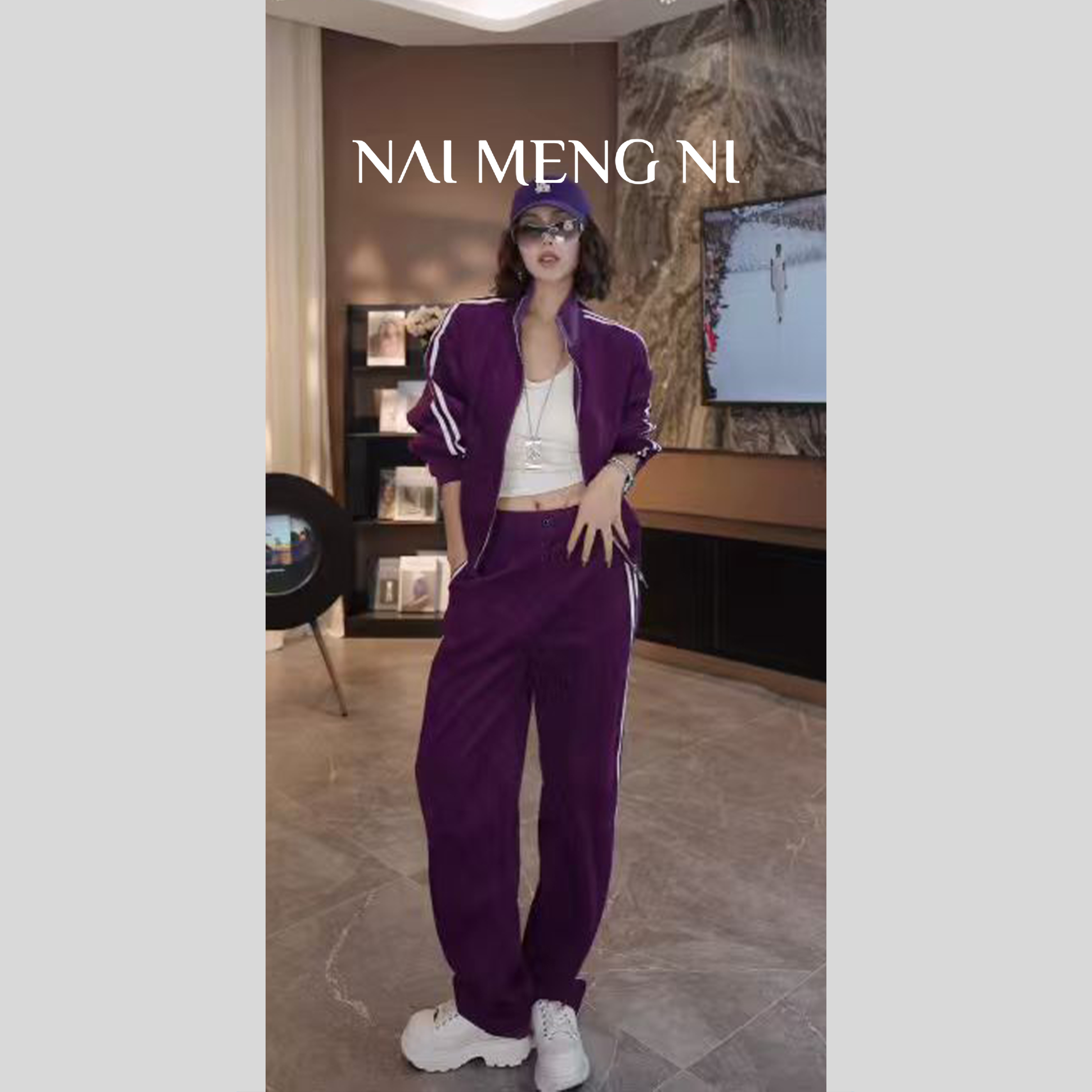 【不退不换】NMN王火火&复古运动风气质法式立领夹克套装 26N15919