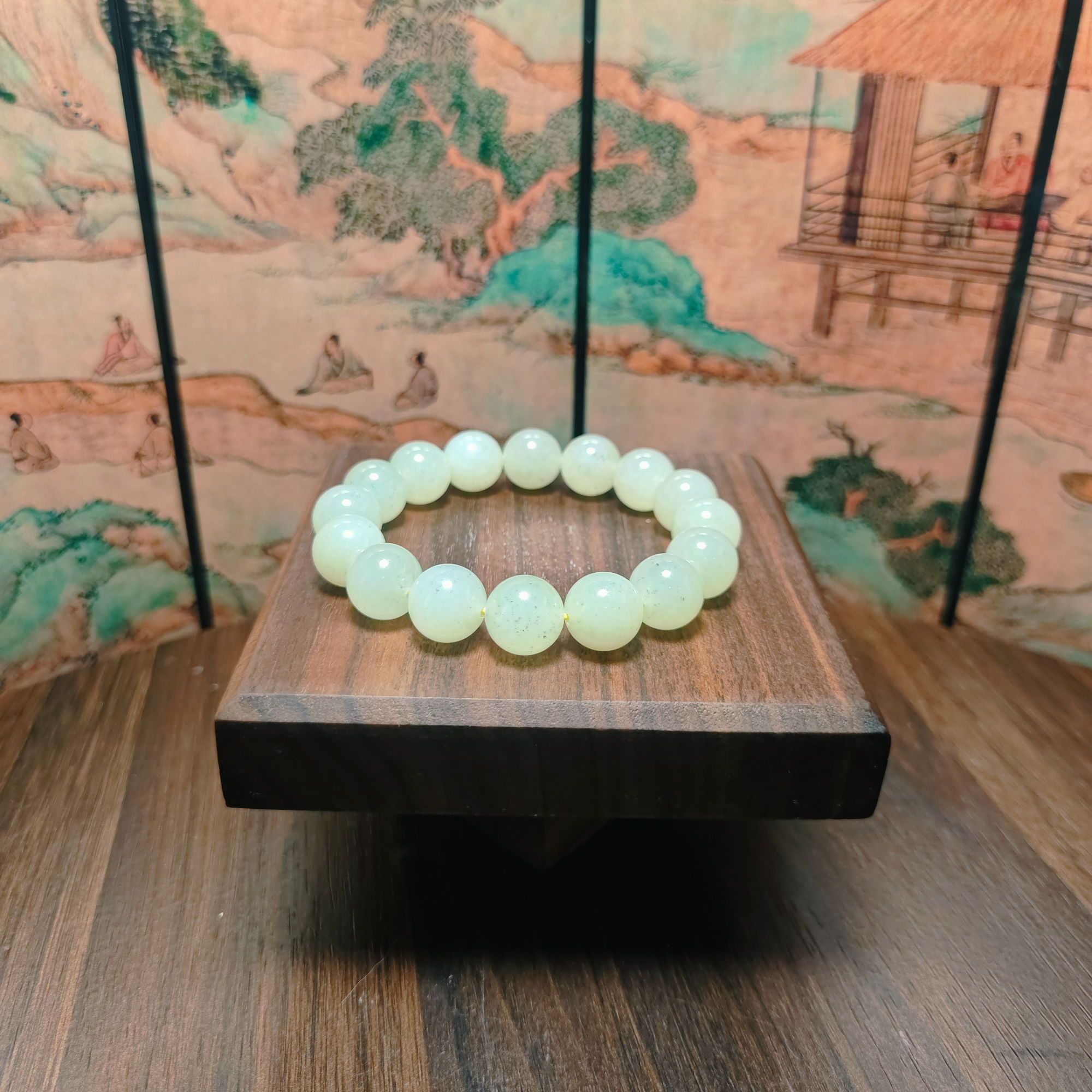 N和田玉圆珠手串（卡12）2266