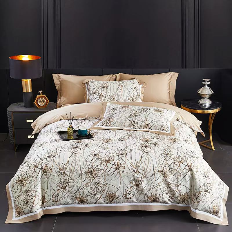 【专柜清仓】lsdw天丝棉活性数码印花四件套-巴克尔-黄