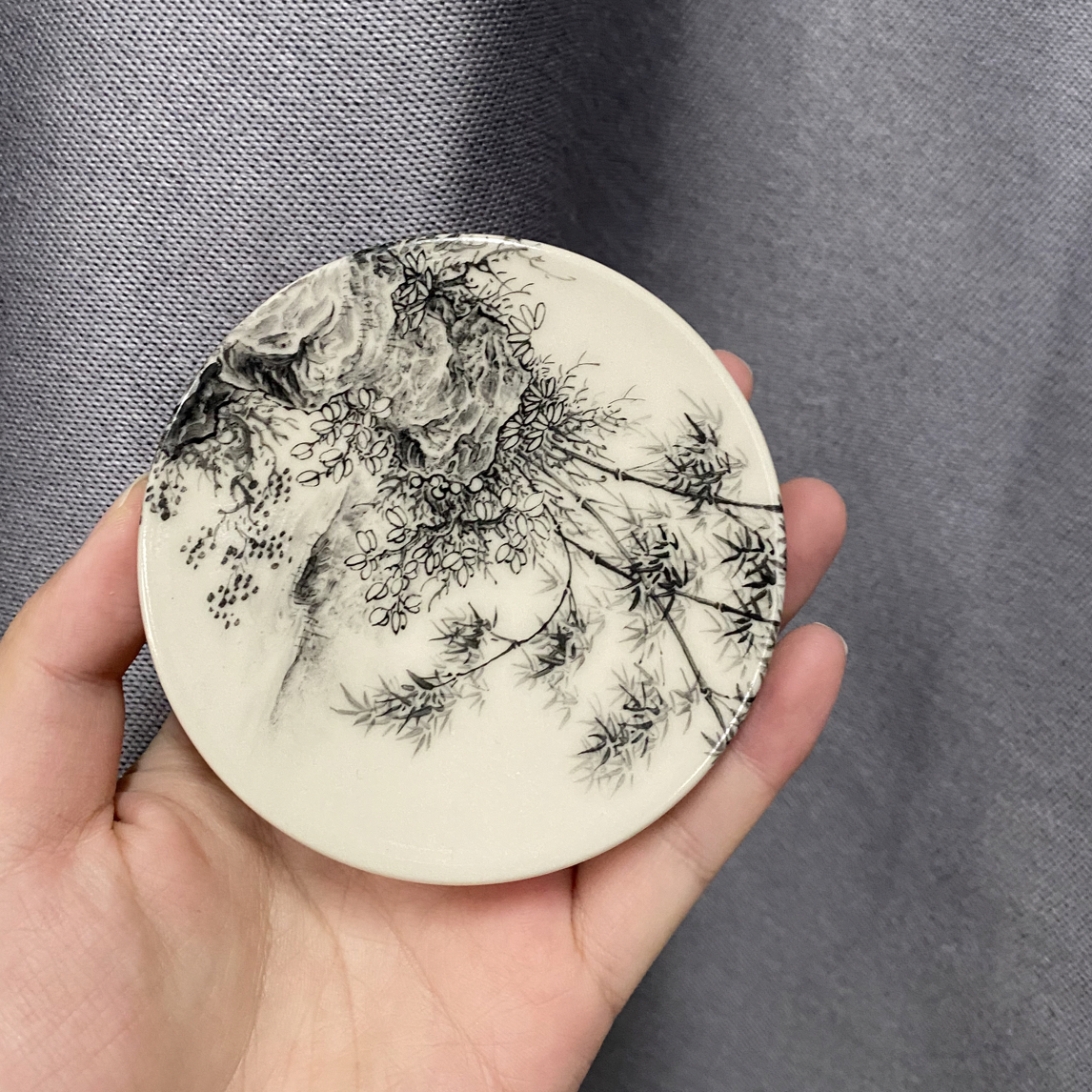 微瑕 福利 墨彩竹盖置