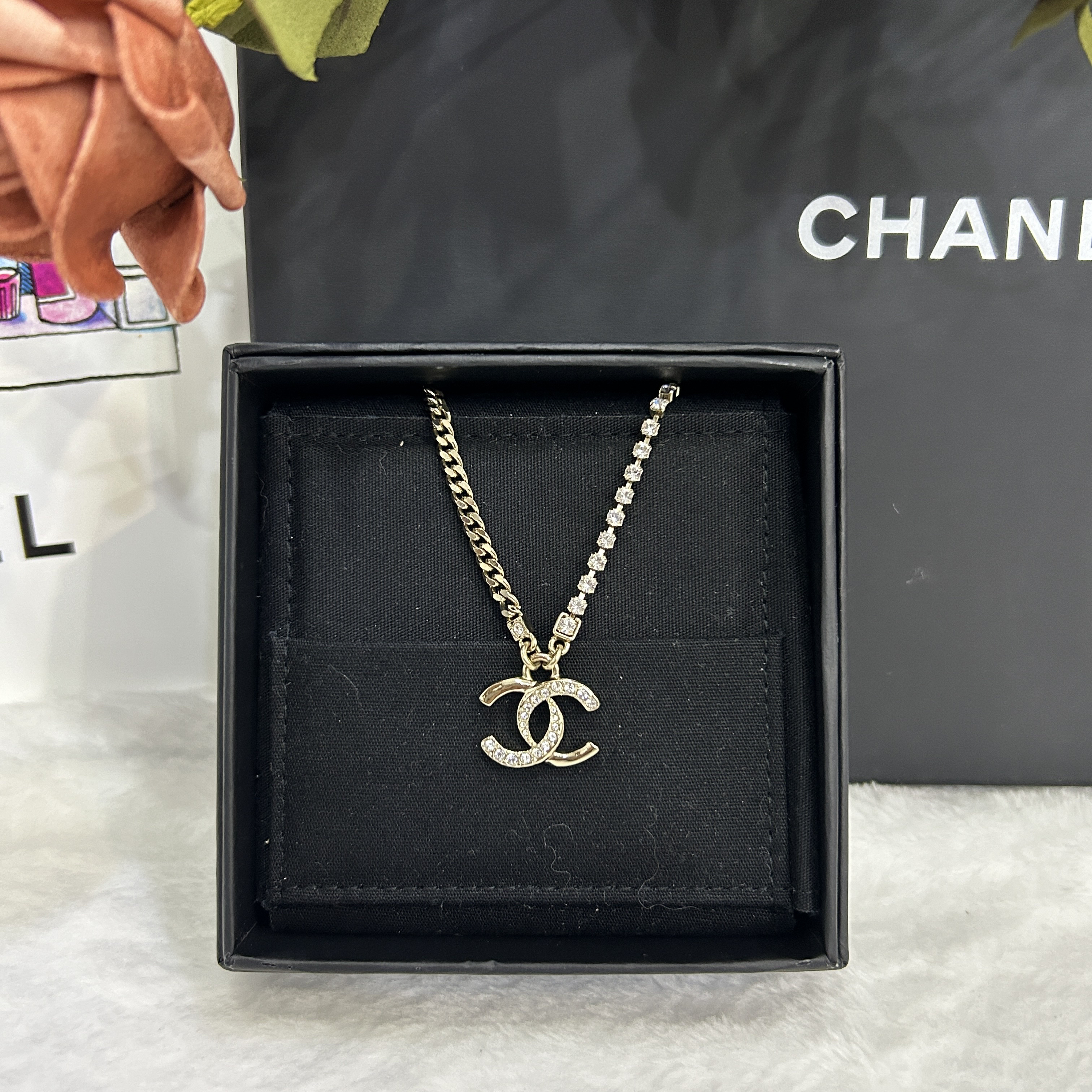 99新 Chanel/香奈儿 24p双C钻石古巴项链 