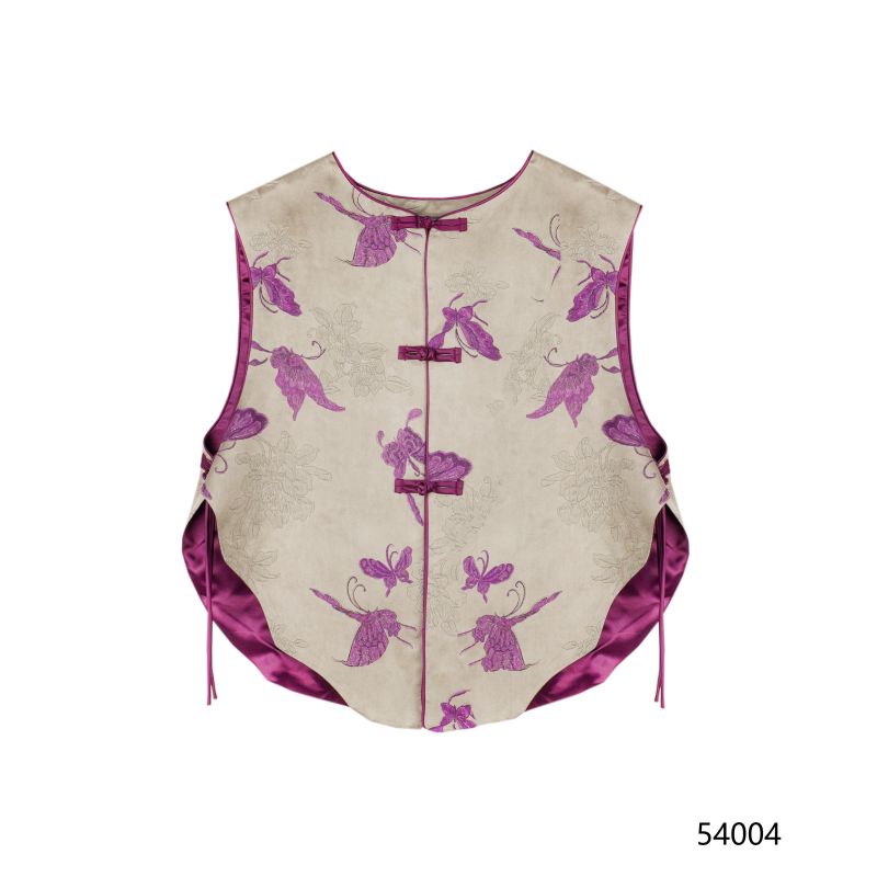 PP   春夏新款紫蝶设计师中式时尚宽松休闲马甲 54004