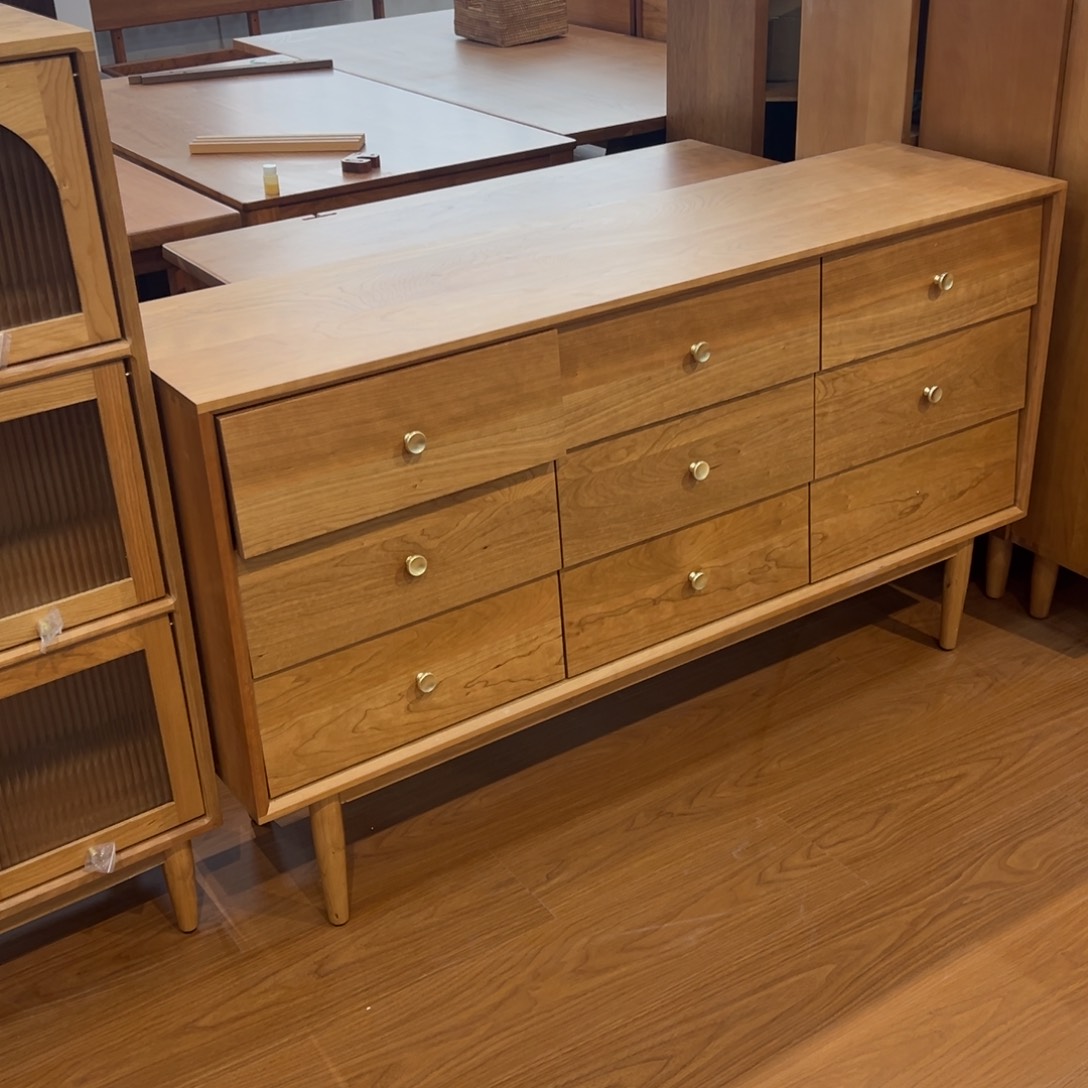 实木樱桃木山丘九斗柜