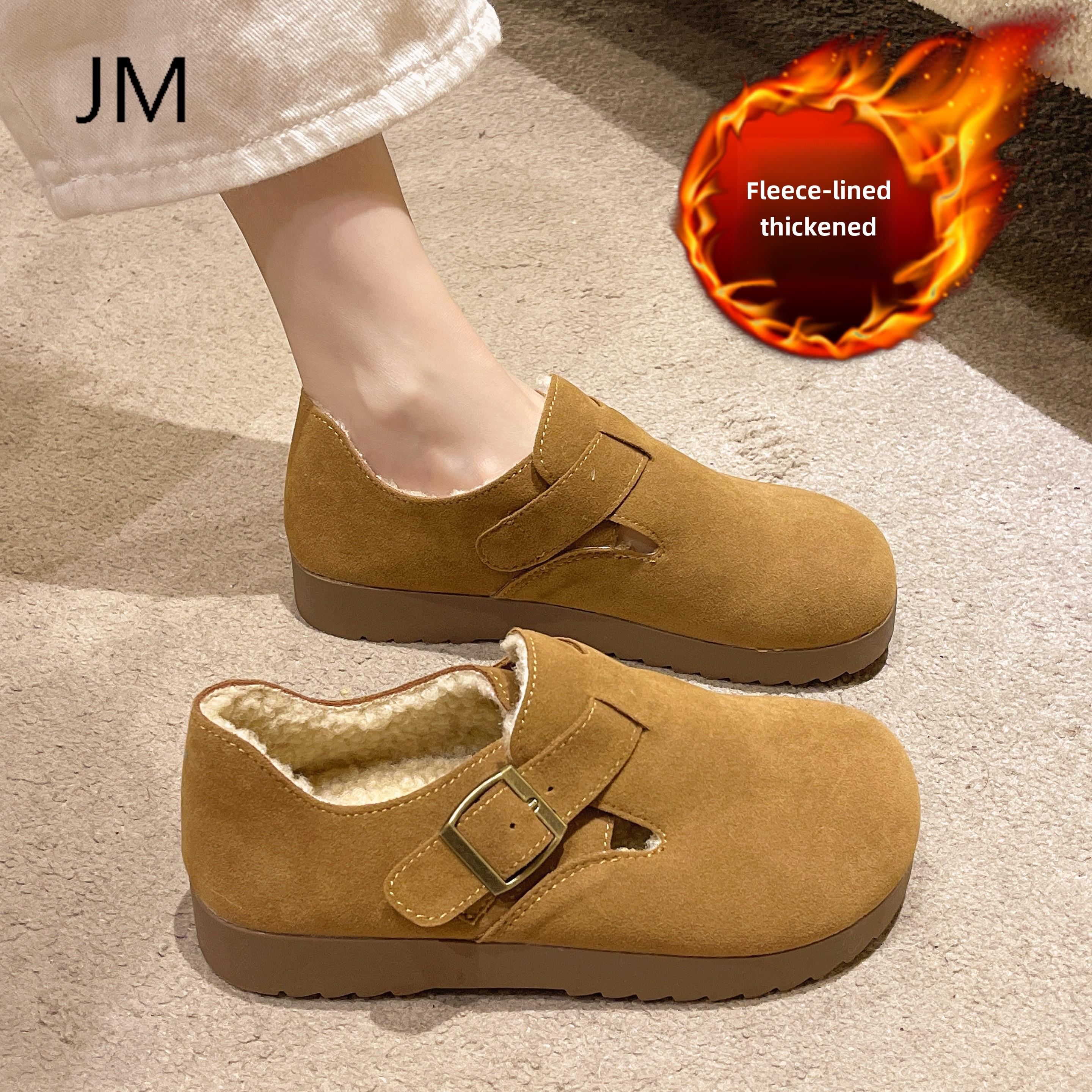 勃肯鞋女加绒保暖豆豆鞋2025新款毛毛鞋一脚蹬覆古博肯二鞋34码