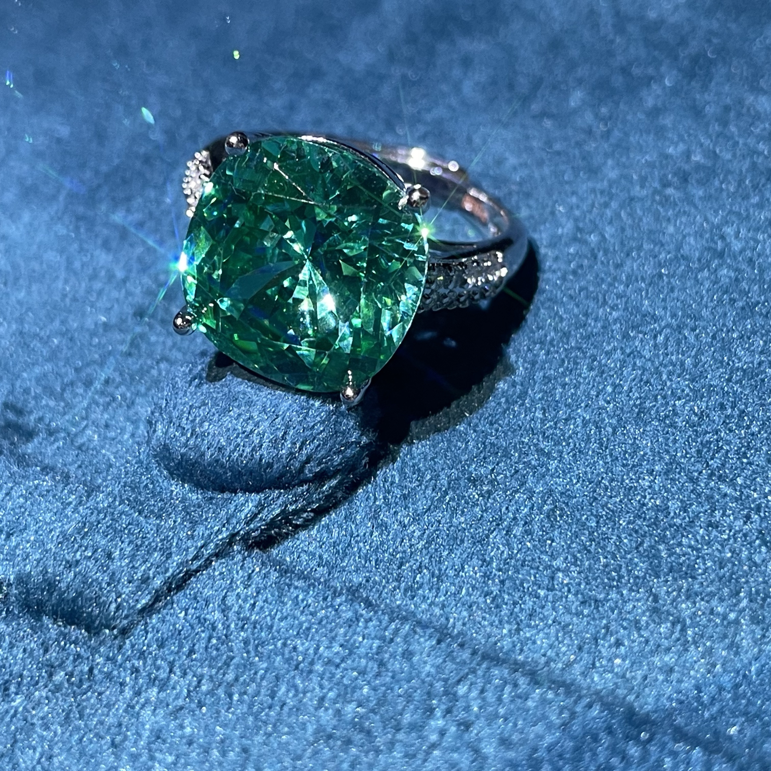 【璀璨星河】矿姐严选 贵族定制 薄荷绿四爪戒指 145