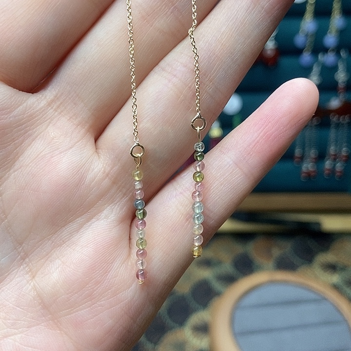 石英质玉耳钉银S925镶嵌