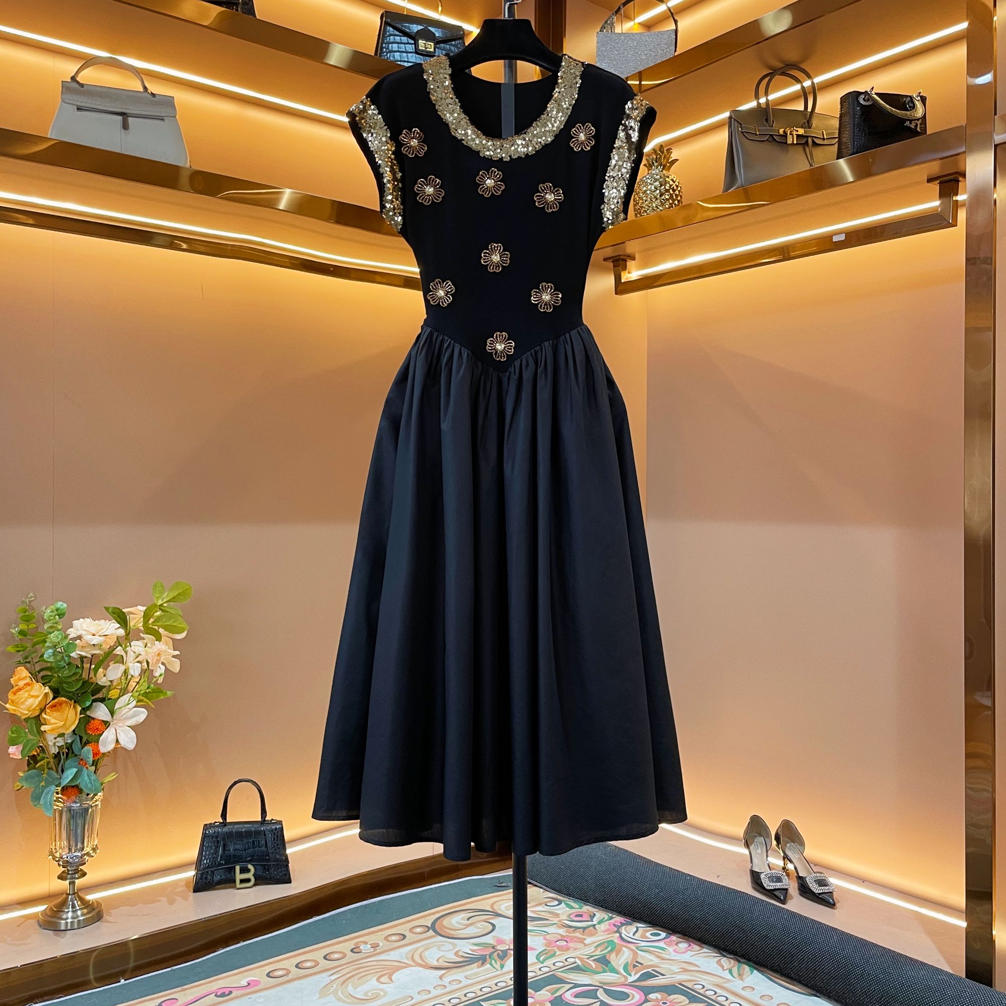 【财阀千金】《子沫》轻奢设计师款优雅气质修身时尚收腰连衣裙-86622