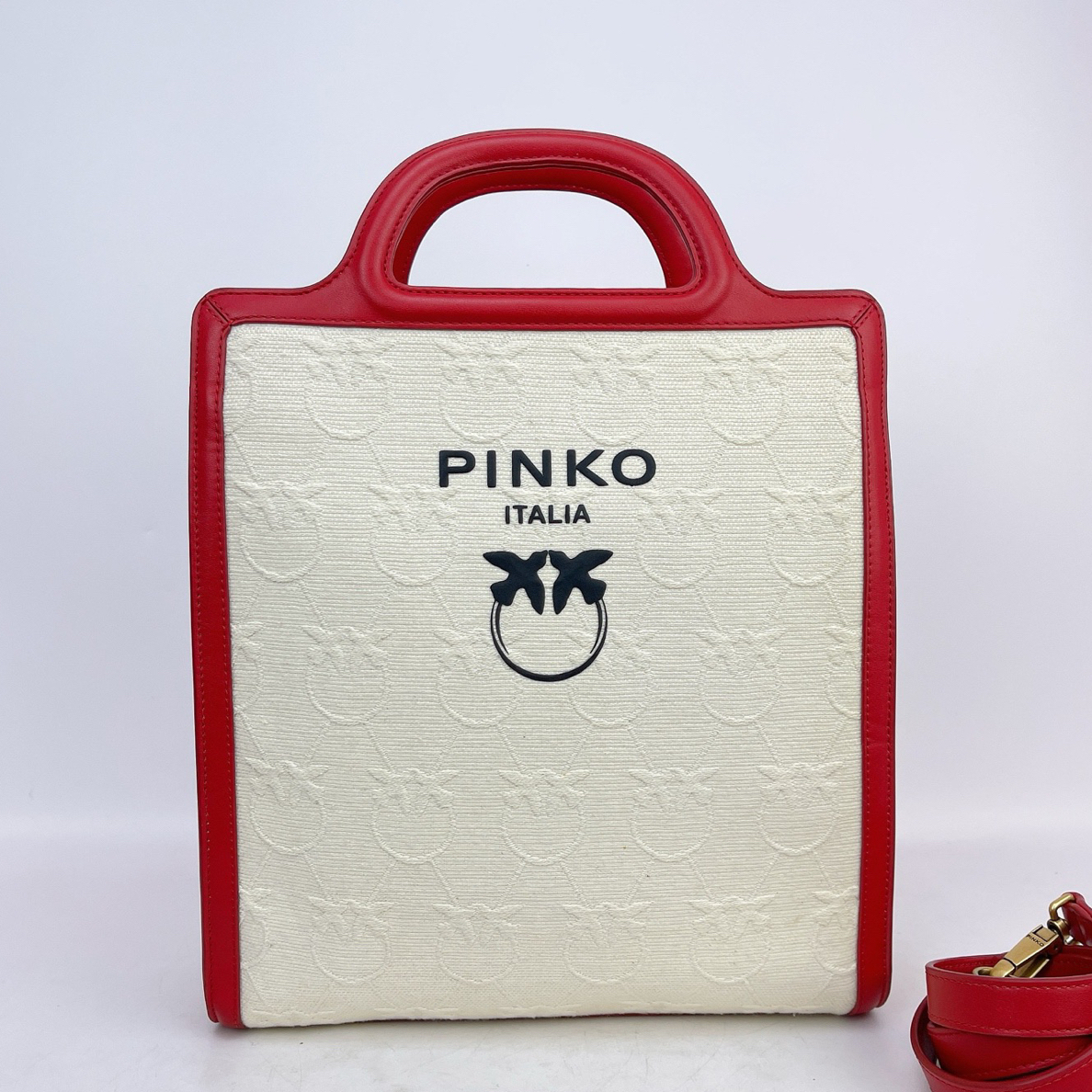 95新 PINKO 品壳 拼色手提单肩包底长29 O115