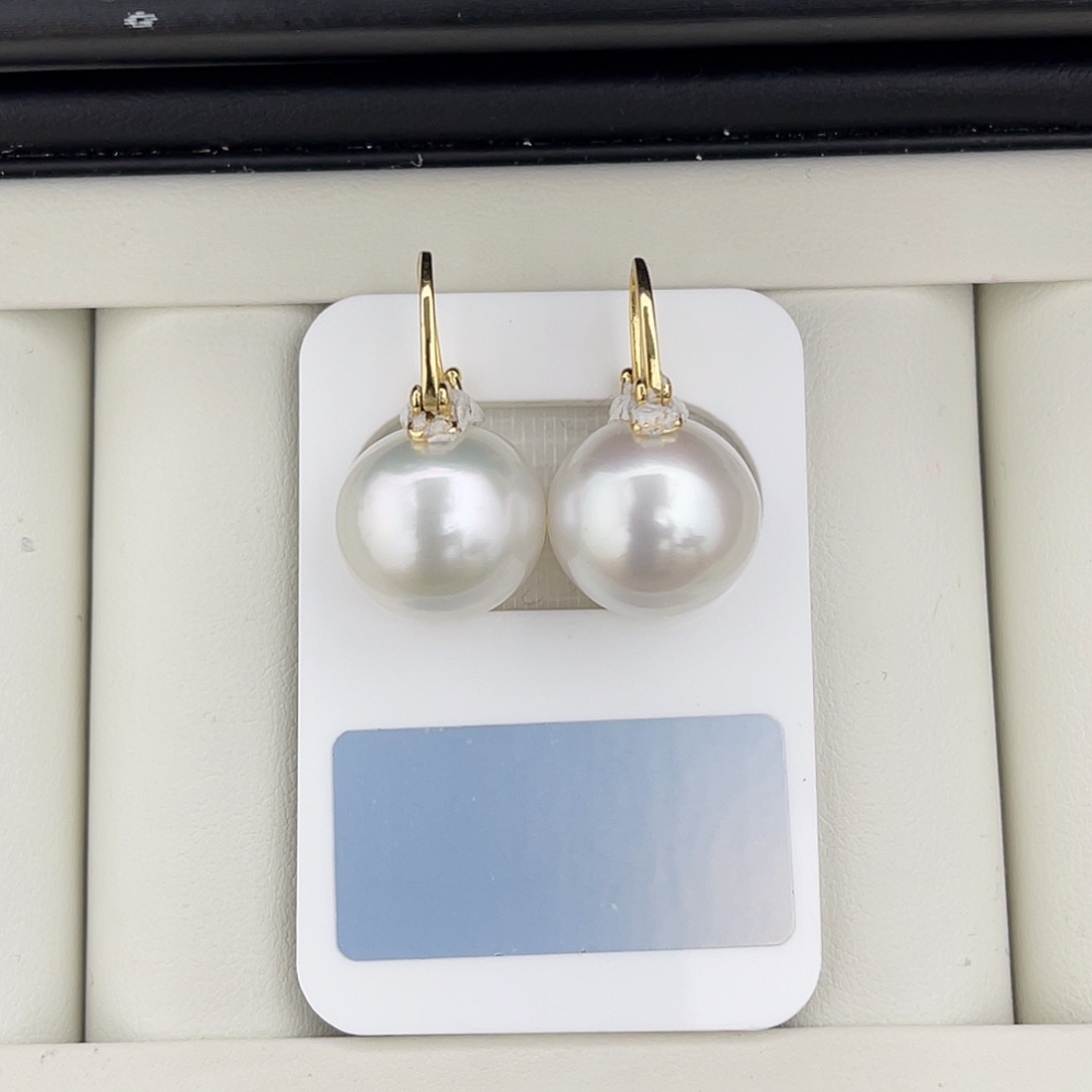 定制海水珍珠未镶嵌裸珠厚圆澳白馒头对珠13-14