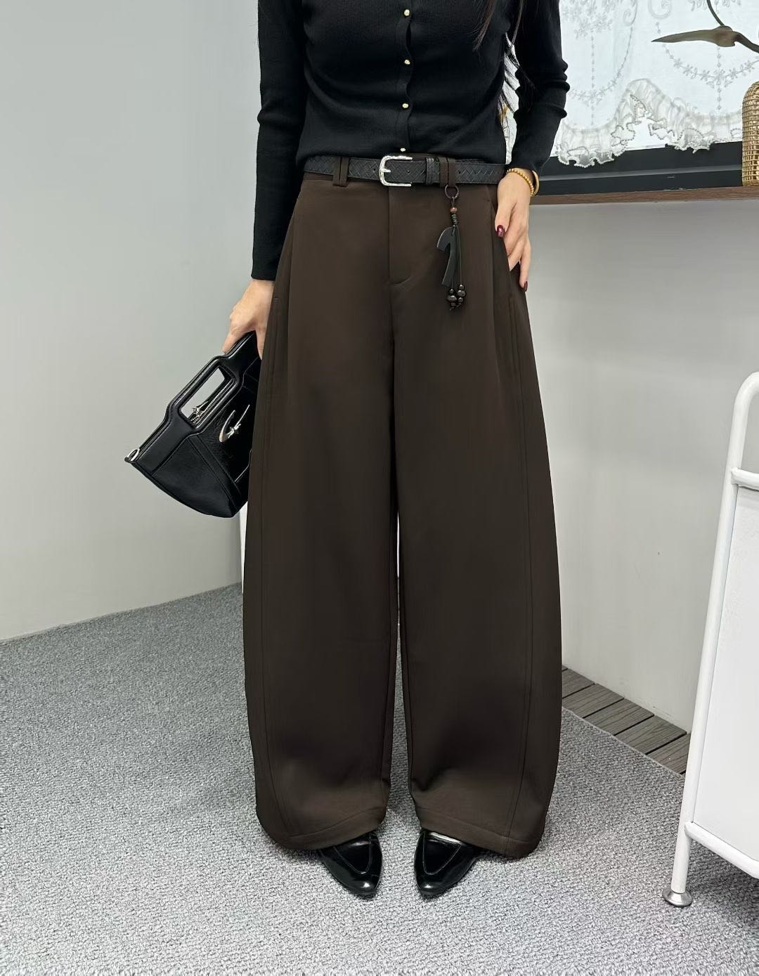 【引引家】2025冬季新款百搭时尚设计感显瘦加绒加厚弯刀裤