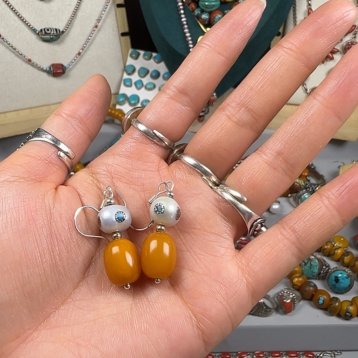 宝***贝吊坠925银藏地密码耳环