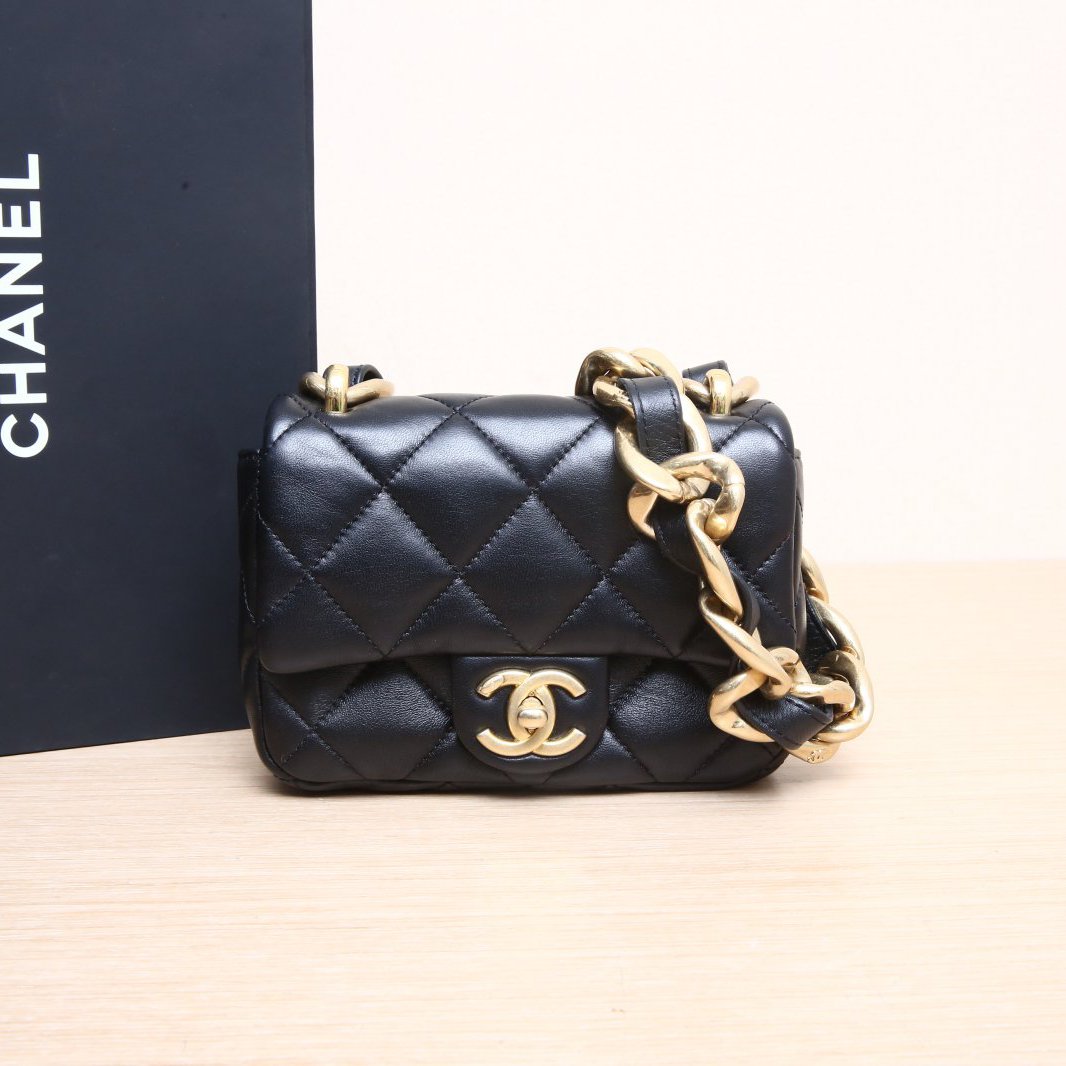 95新 Chanel/香奈儿 定 全20999 小花Jerry 22P 粗链条单肩包MINI