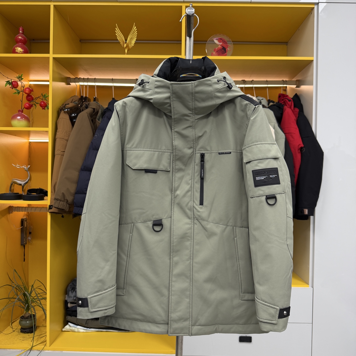 W939冬季男士户外工装风鹅绒服男连帽90白鹅绒羽绒服外套