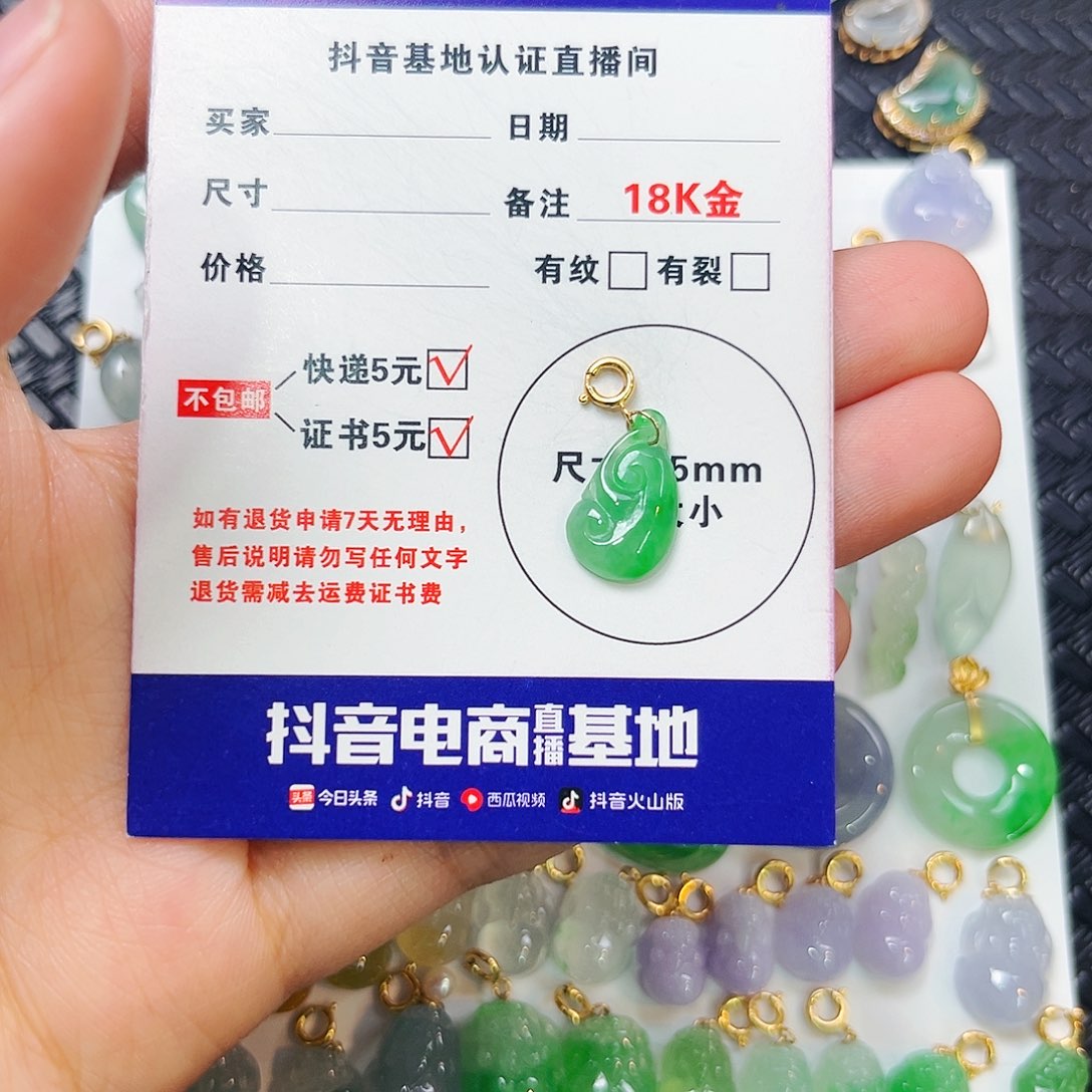 ·***·翡翠18K金镶嵌颈饰