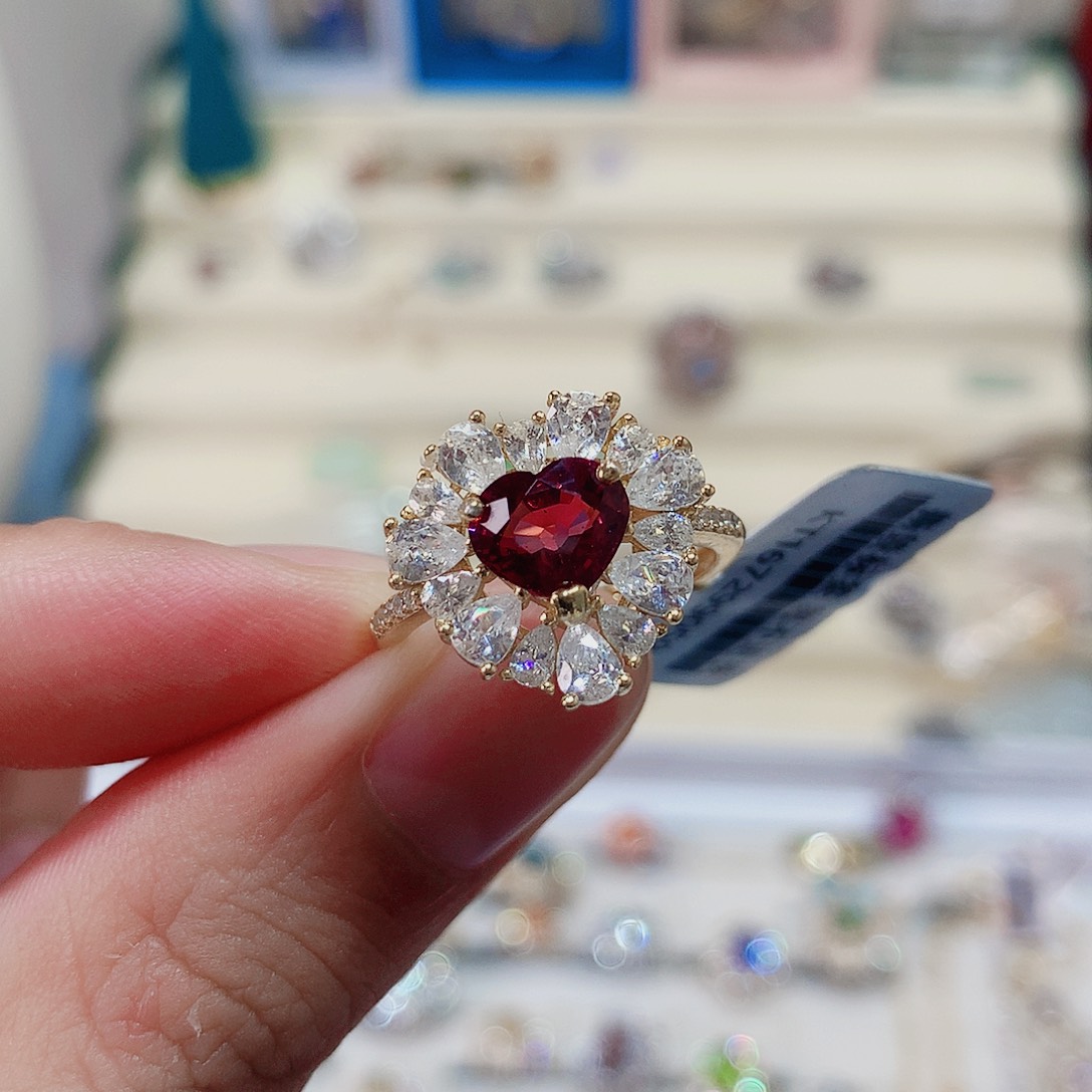 戒指银S925镶嵌碧玺