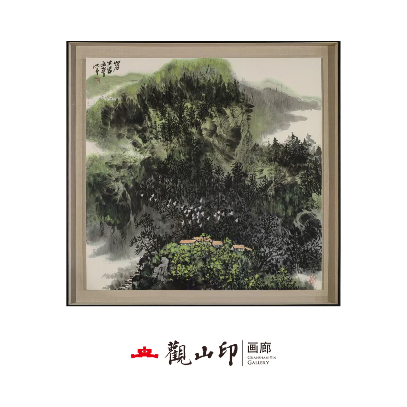 吴洪革-原创手绘国画80x80cm宋氏中古风玄关走廊办公室茶室1647