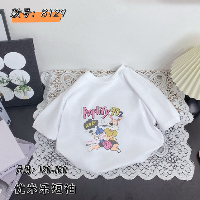 优米乐卡通动漫短袖夏季印花百搭男女童T恤宽松上衣