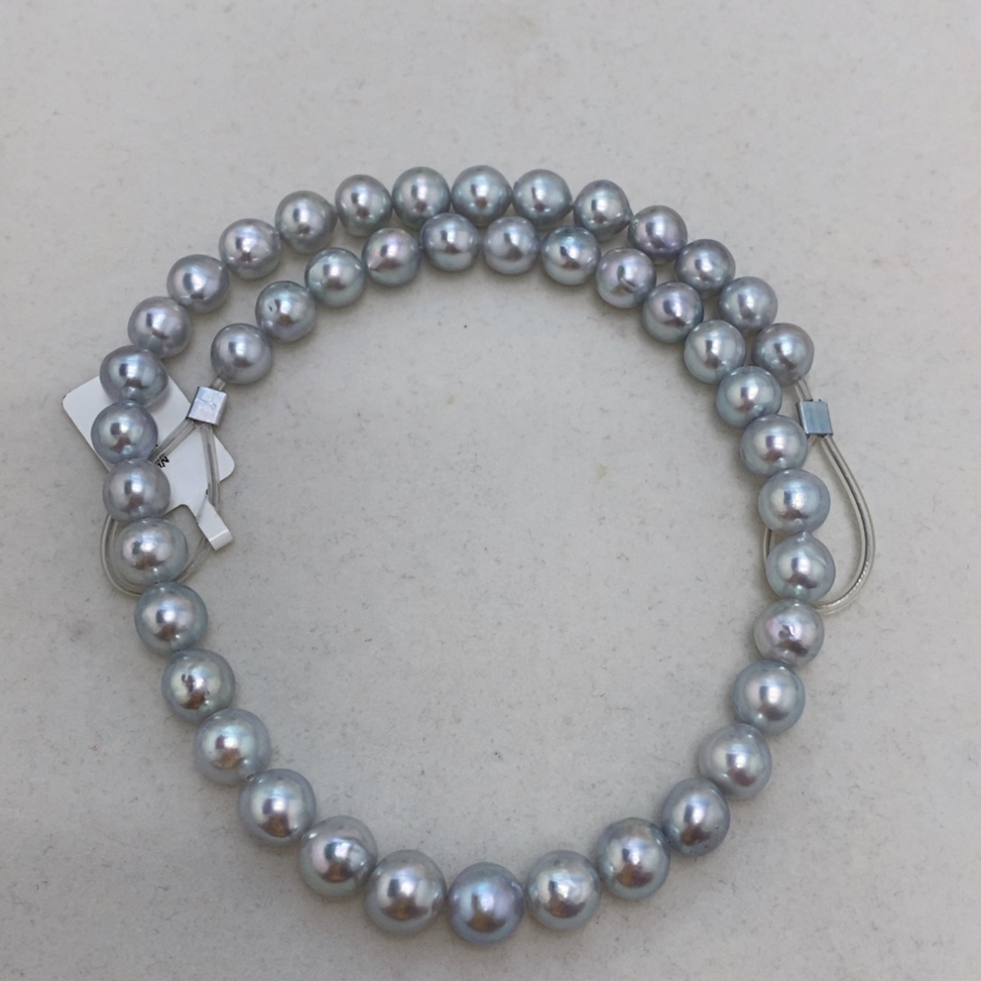 裸珠海水珍珠真多麻满串9～9.5