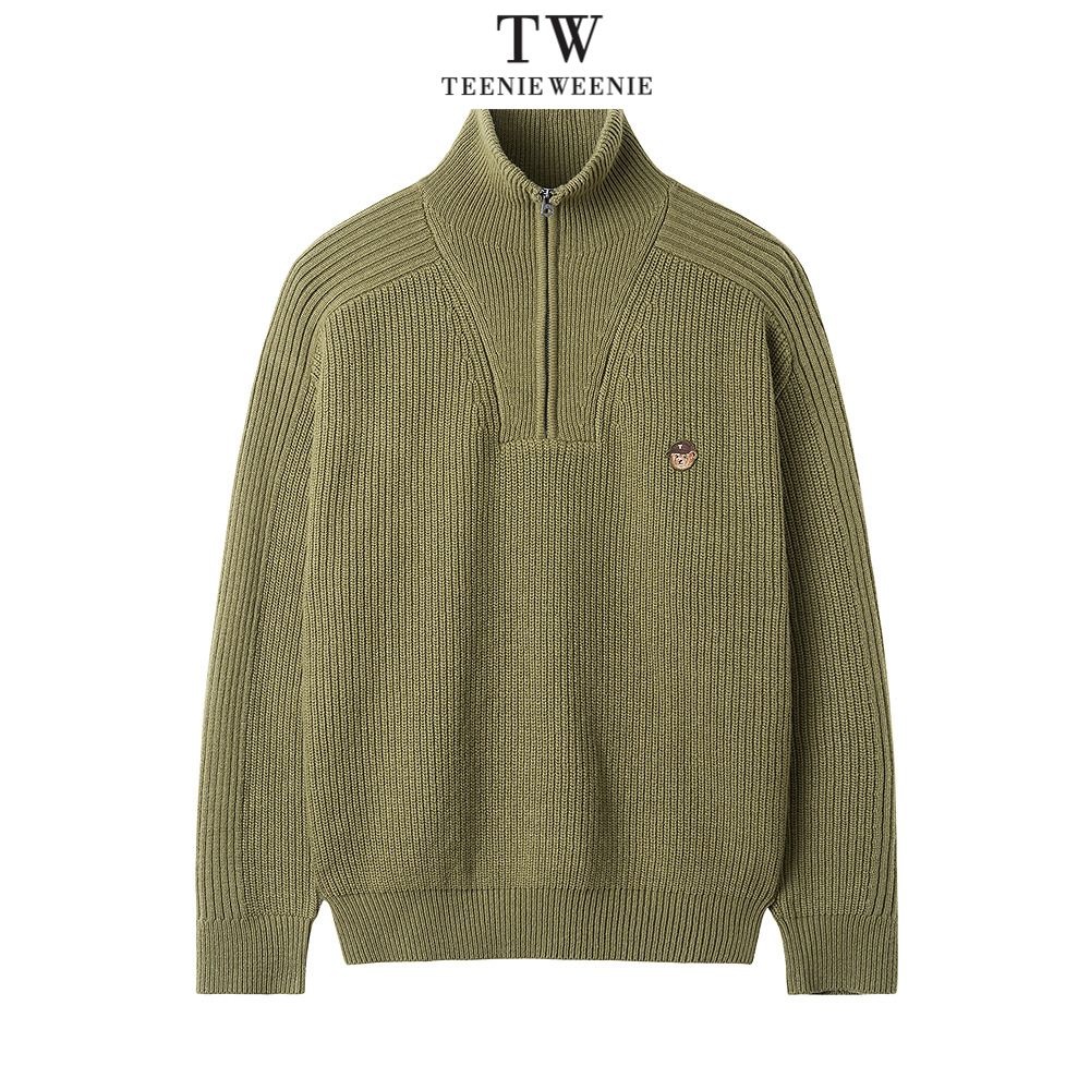 Teenie Weenie小熊半拉链立领熊刺绣慵懒风复古毛衣TNKW258T18N