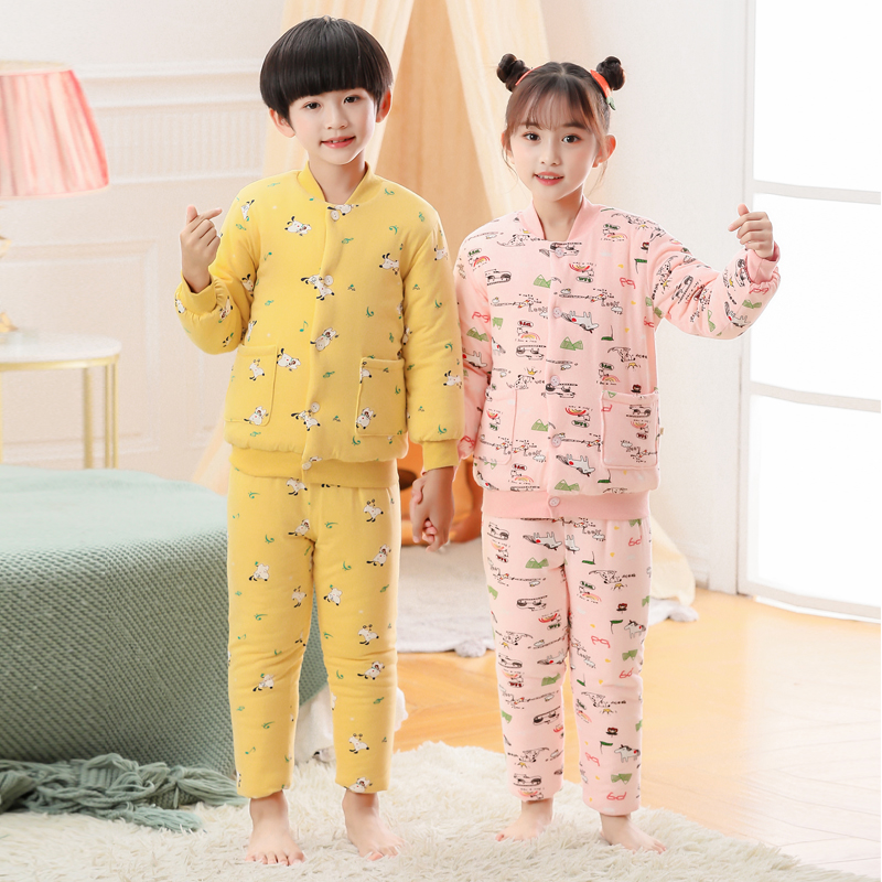 中大童纯棉花棉袄棉裤套装冬季加厚保暖男女宝宝居家外穿内胆棉服