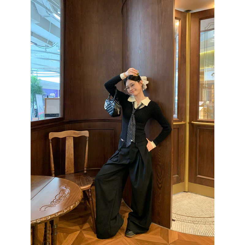 宋正恩【现现】新品上新蝴蝶结小标装饰拼色polo领毛织小件ZSSM2011