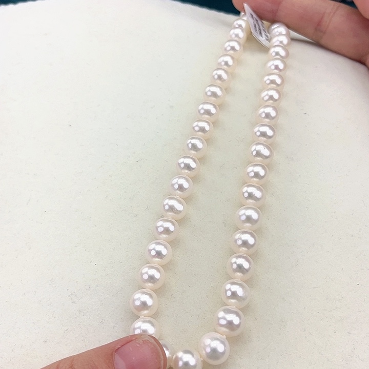 淡水珍珠颈饰银S925镶嵌卡9-10极光白高品