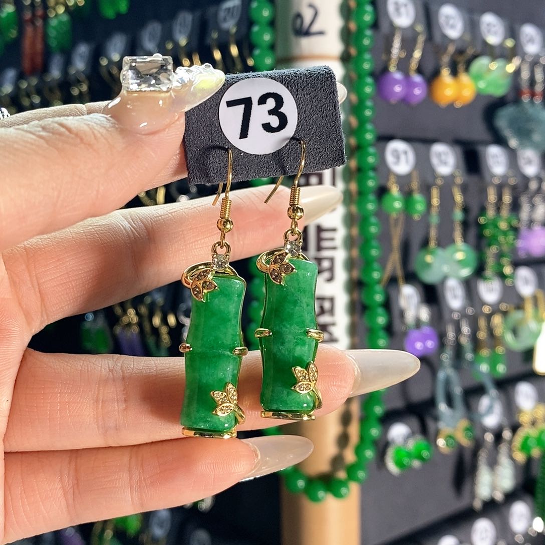 翡翠耳饰银S925镶嵌……