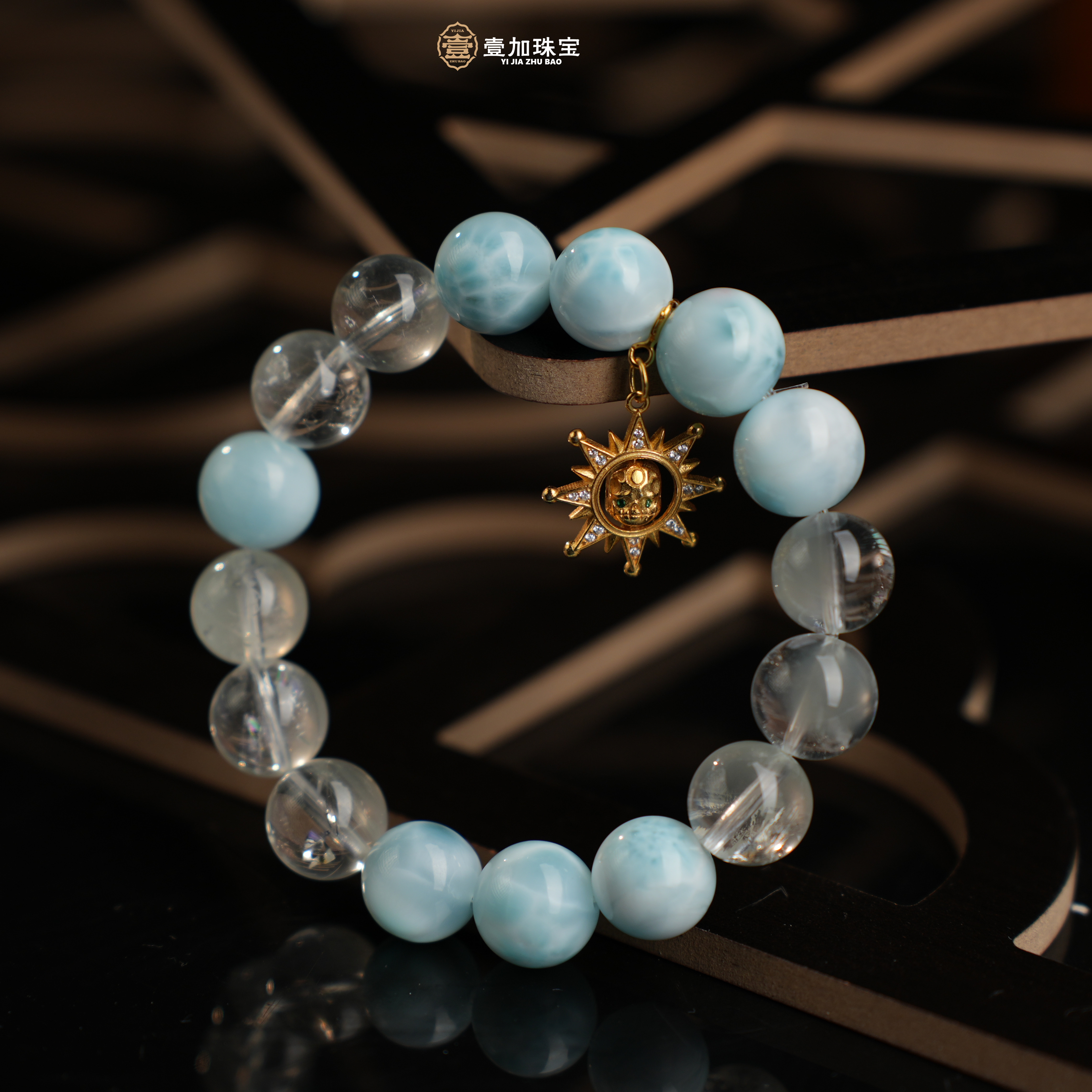 壹加师姐|手工设计守护s海纹石翠幽灵水晶手串多样性发一10227m