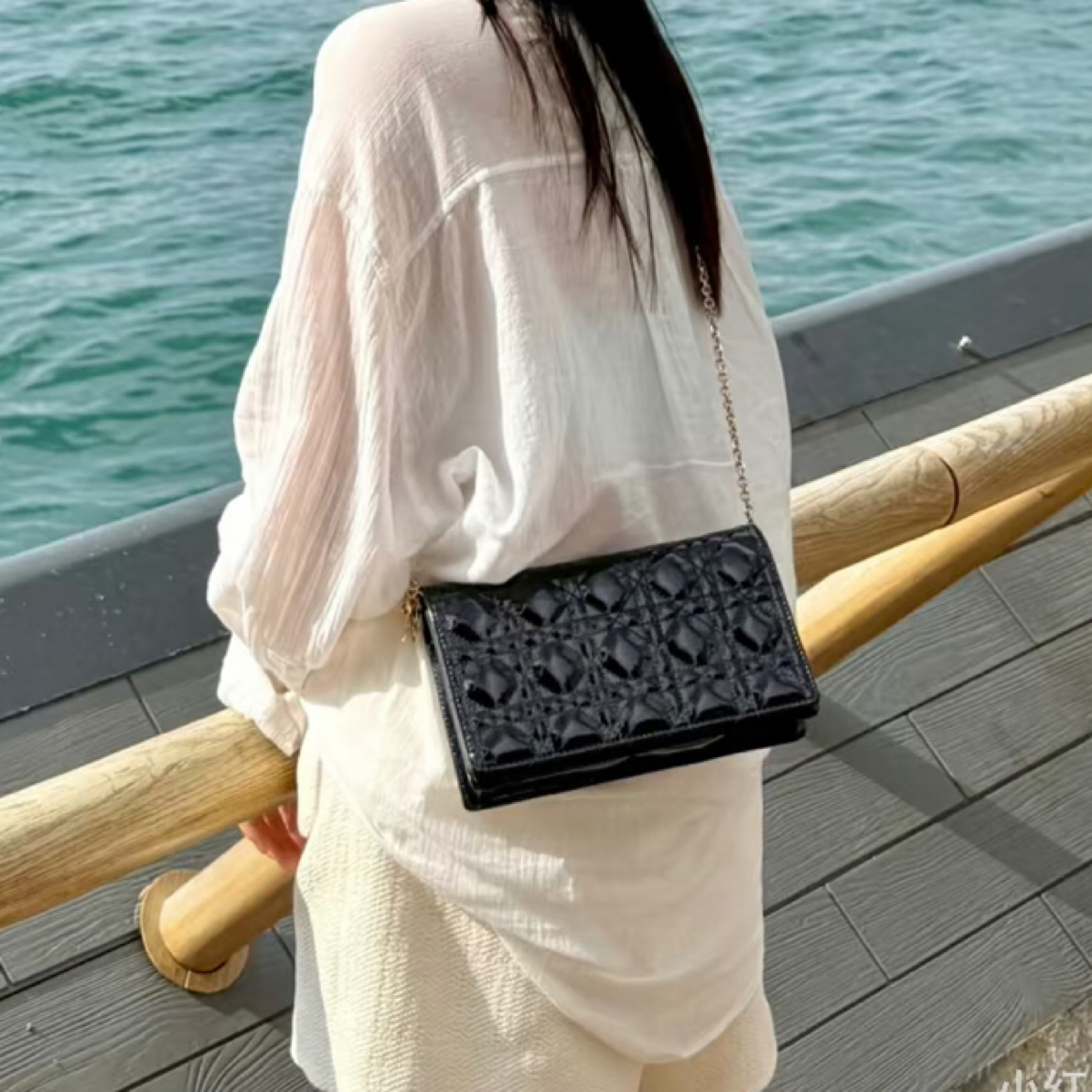 99新 DIOR/迪奥 黑金新款三合一链条斜挎包少一个子袋34148891