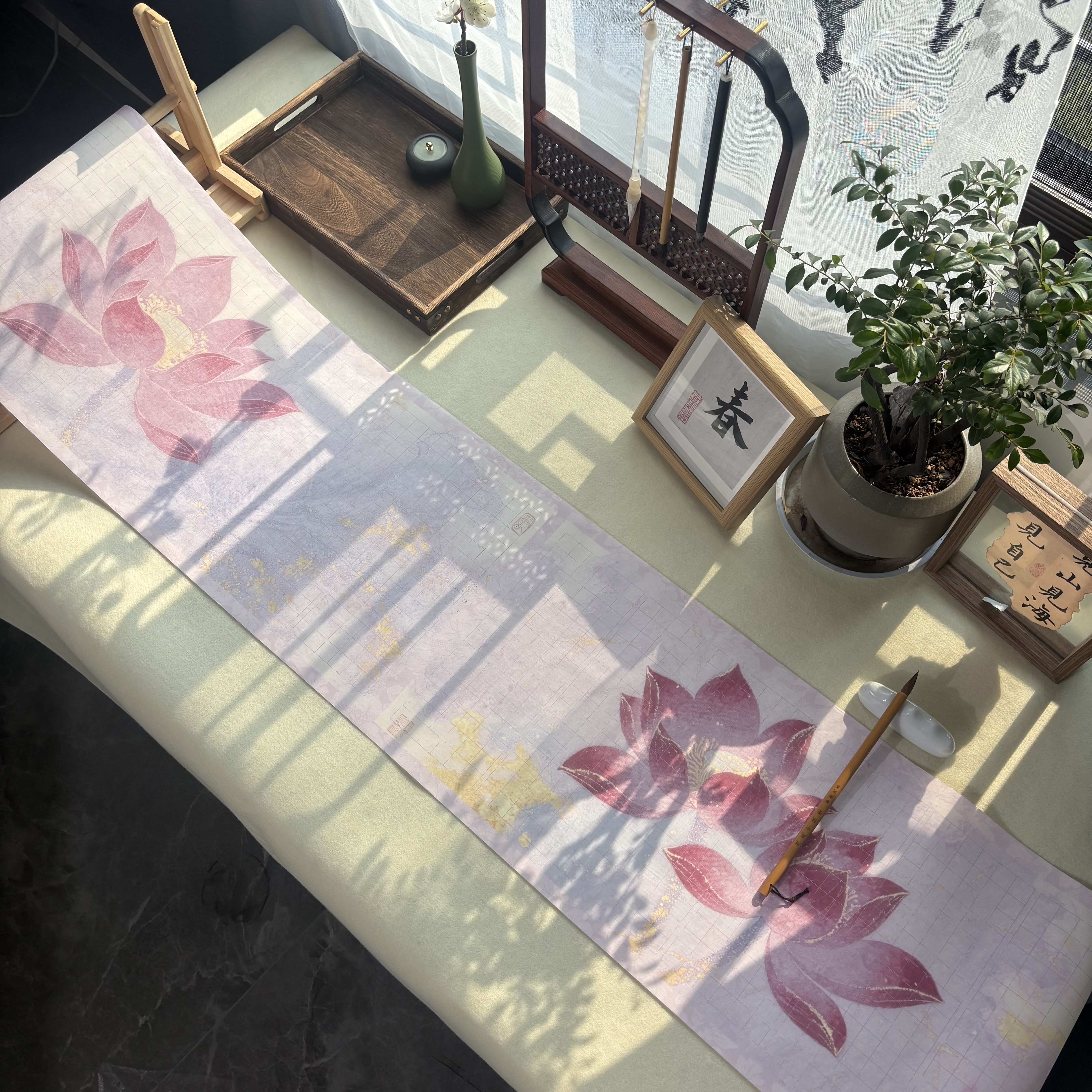 景阳阁  蜡染绢纸-琴赋拼接长卷 书法专用作品长卷