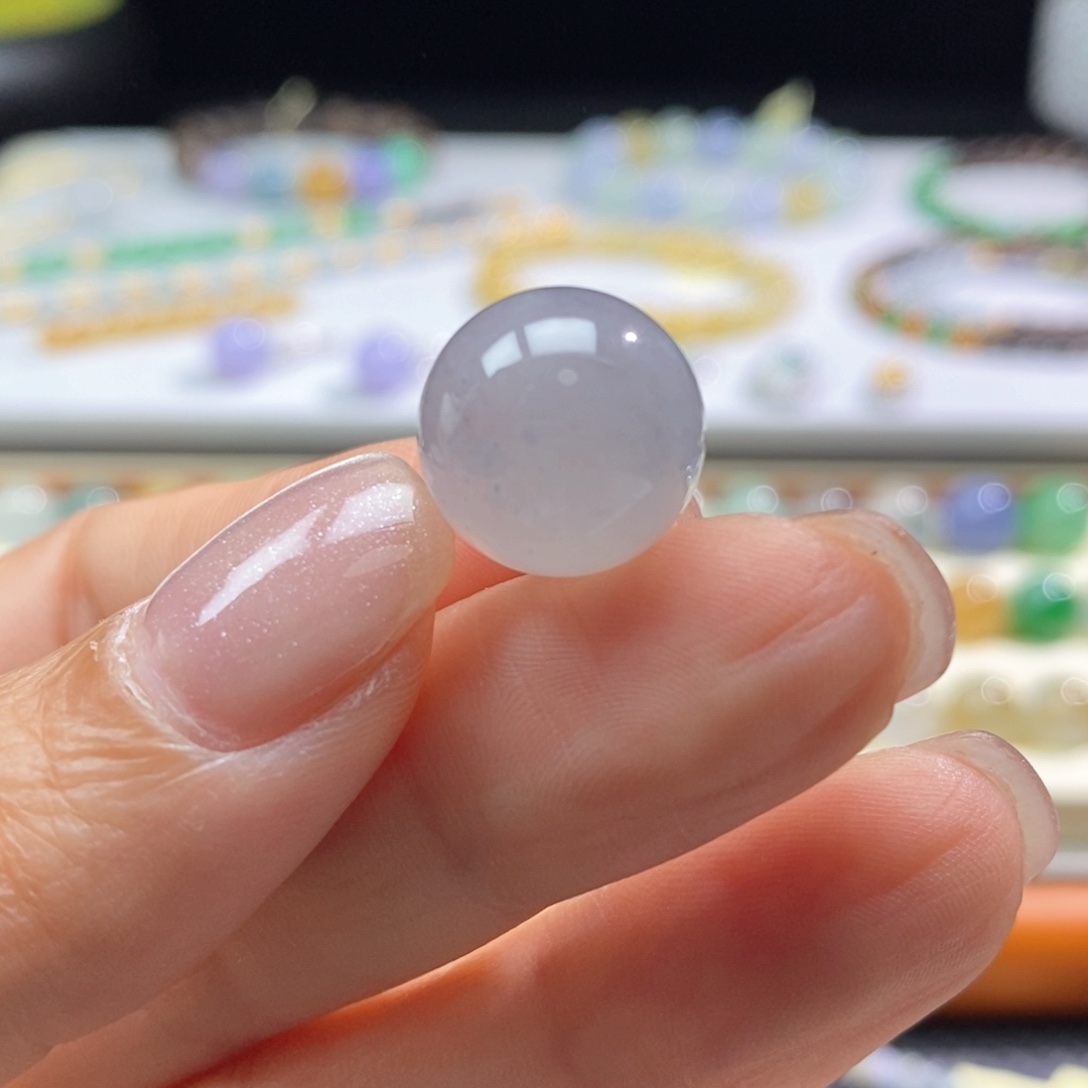 翡翠未镶嵌颈饰粉紫圆珠13.8mm