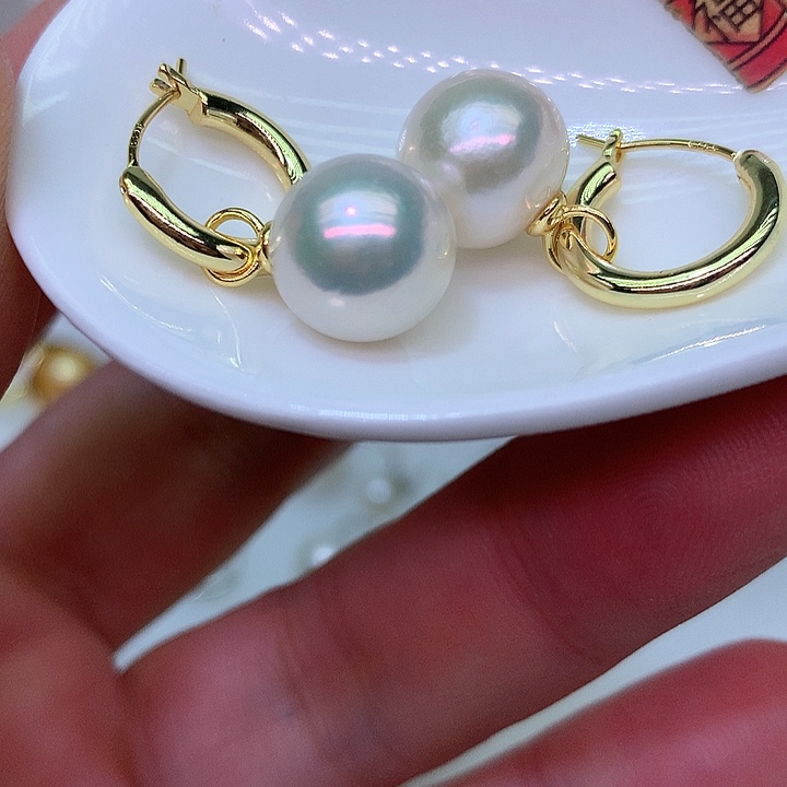 银S925镶嵌耳饰淡水珍珠