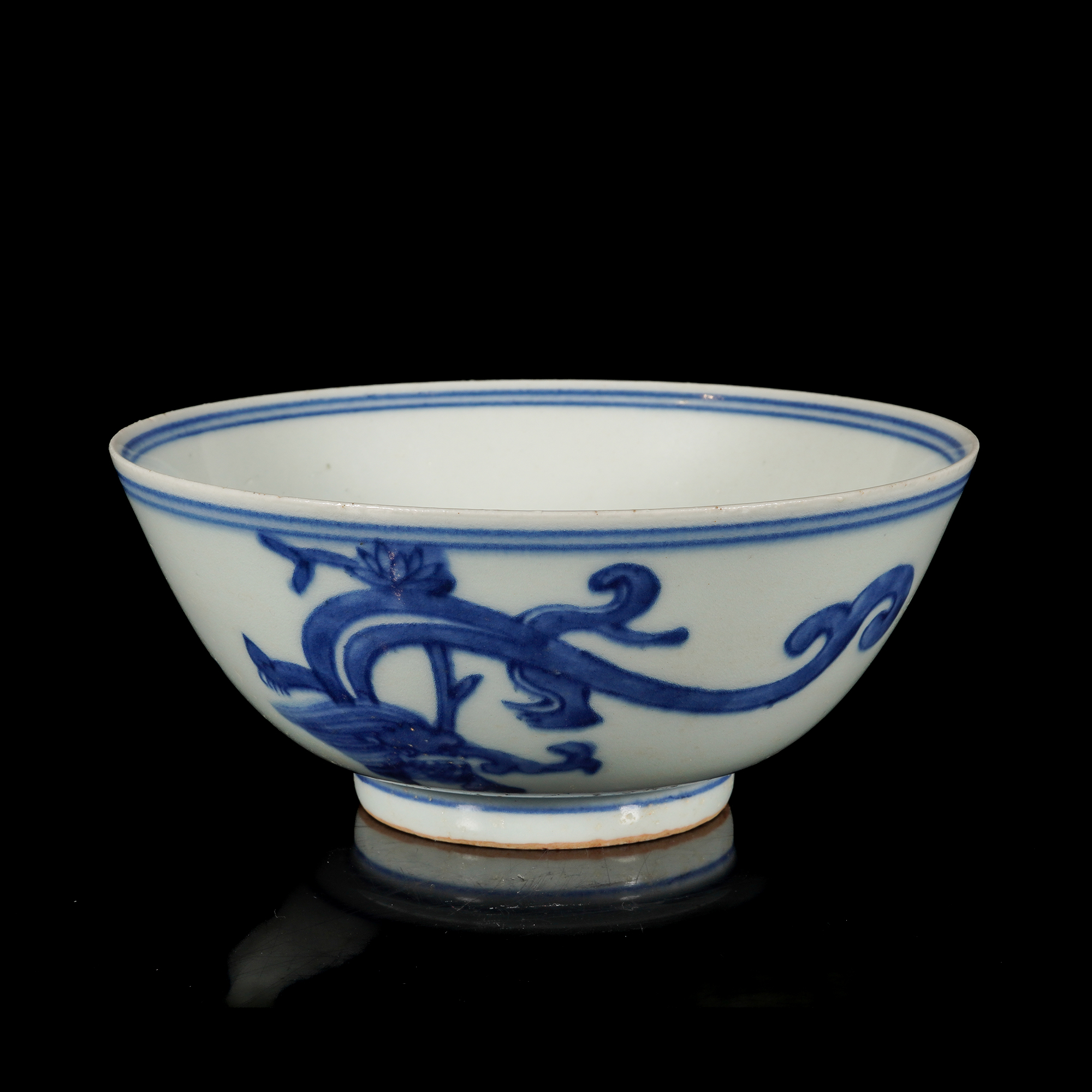 清中期 青花三龙纹碗/C318