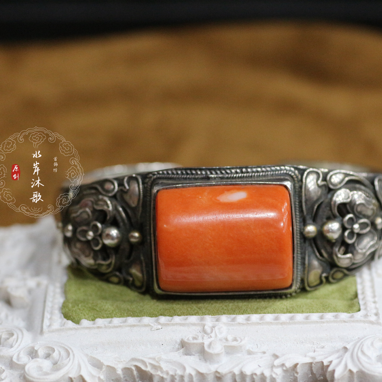 足银手镯 老旭日纯手工纯银大手镯12000