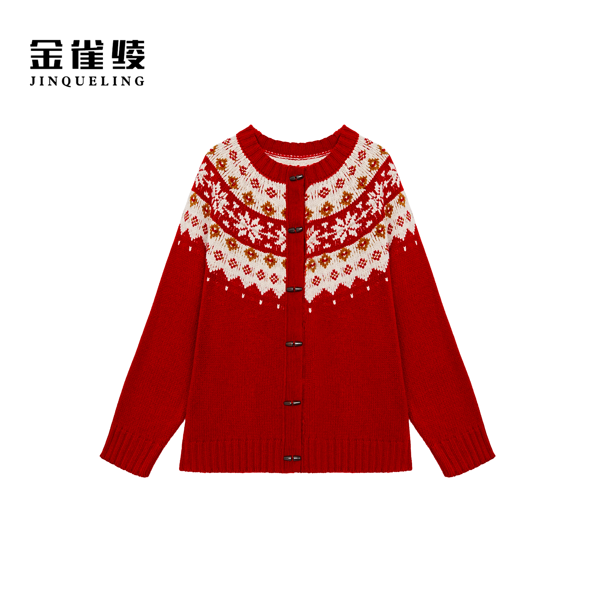 金雀绫【苏格兰礼物】100绵羊毛费尔岛加宽加大羊毛衫SZAK4THY227