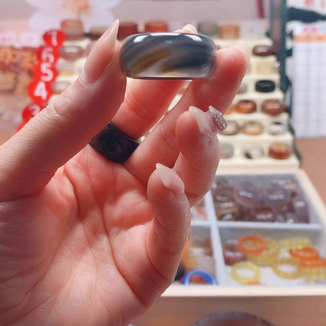 玛瑙/玉髓戒指未镶嵌✨****