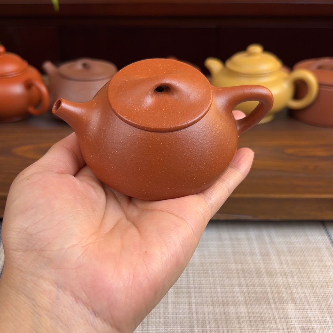 茶壶紫砂红降坡景州石瓢半手120cc