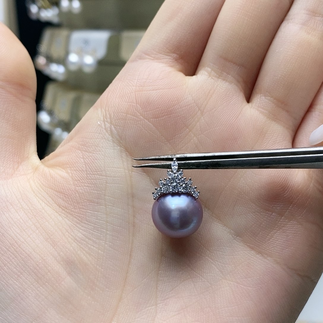 淡水珍珠吊坠(赠链)银S925镶嵌