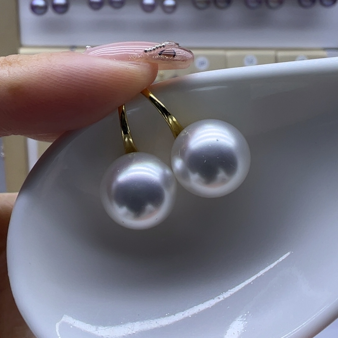 淡水珍珠耳饰18K金镶嵌