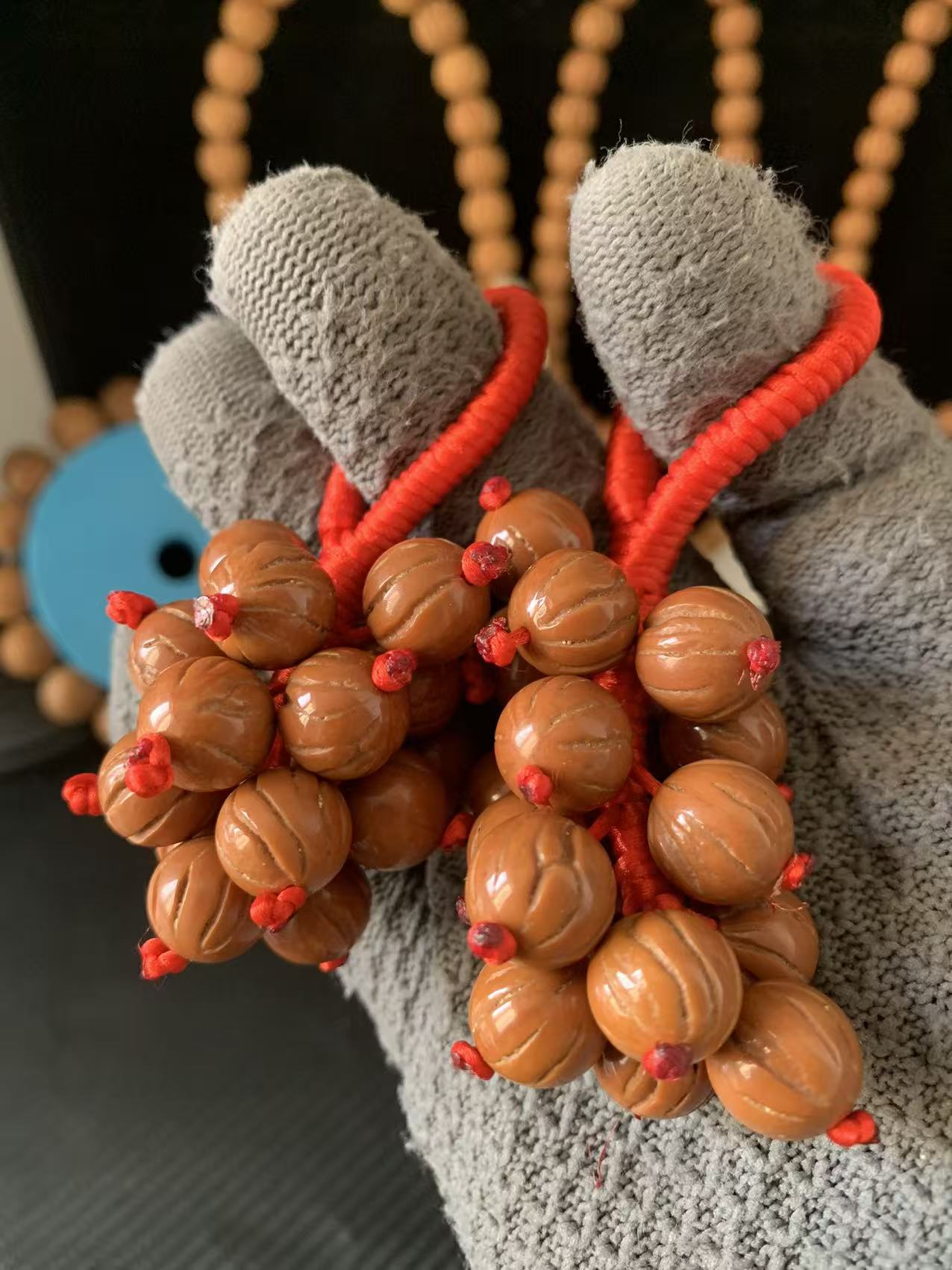 葡萄串文玩龙纹光珠把件侧挂包挂钥匙吊坠