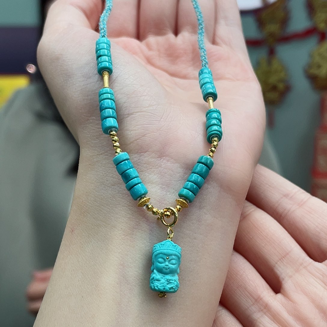 绿松石颈饰18K金镶嵌