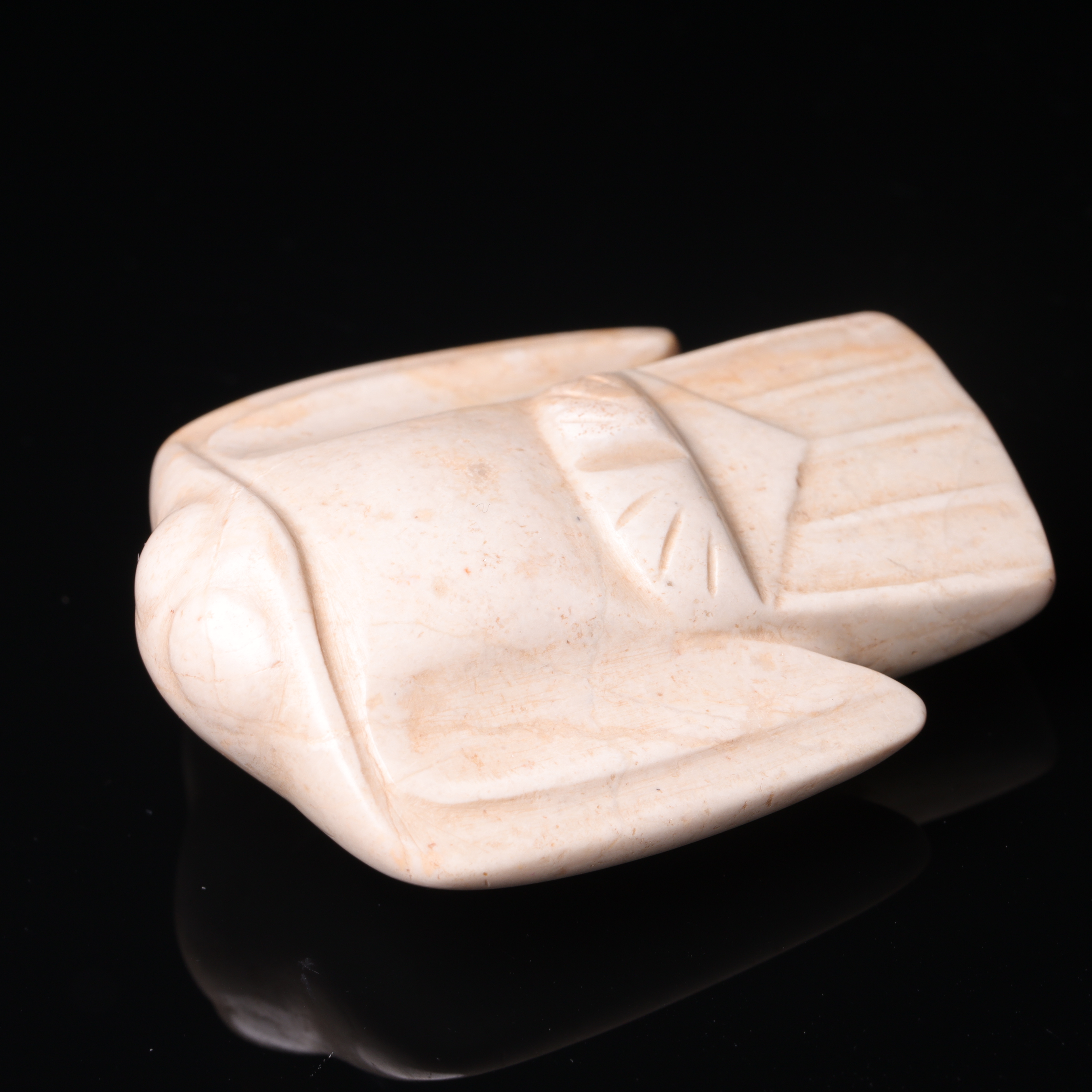 明代河磨玉玉枭花件-NX