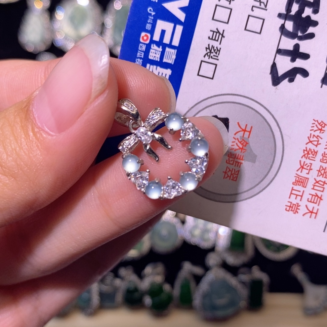 翡翠银S925镶嵌颈饰天然