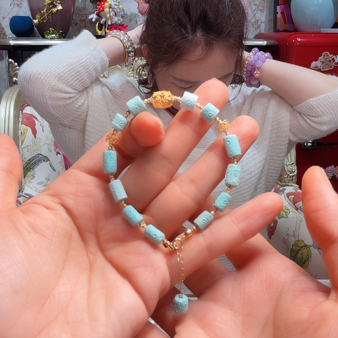 绿松石手串18K金镶嵌