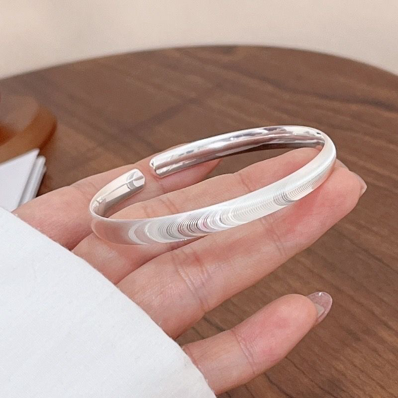 足银手镯 69号【猫眼开口镯】足银999纯银情侣对戒求婚结婚戒指送女