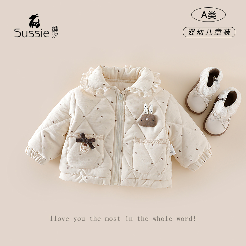 女童棉衣婴儿衣服秋冬款棉袄冬季加厚保暖女宝宝棉服儿童外出衣服
