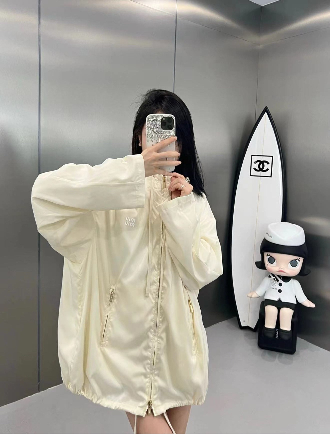 99新 MIU MIU/缪缪 2023年夏季轻薄拉链防晒衣 36码